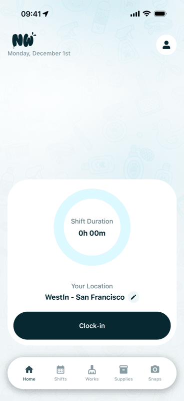 Clock in and track shift duration at your job site